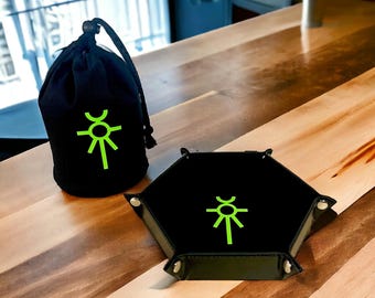 Space Terminators Army Large Standing Black Dice Bag & Folding Hexagon Dice Tray Bundle