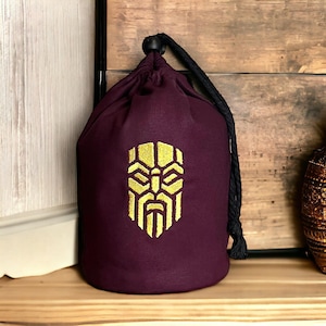 Space Dwarfs/Squats Army Large Standing Burgundy Dice Bag - Embroidered Symbol