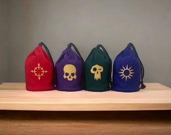 Grand Alliance (Set of 4) - Chaos, Death, Destruction & Order Large Standing Dice Bags - Embroidered Symbol (Gold)
