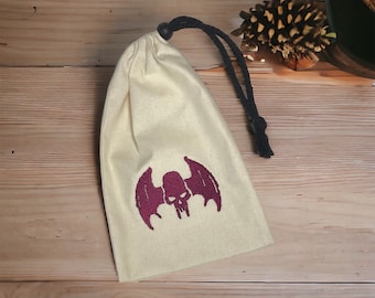 Crazy Vampires Army Bone/Cream/Natural Seeded Dice Bag - Embroidered Symbol