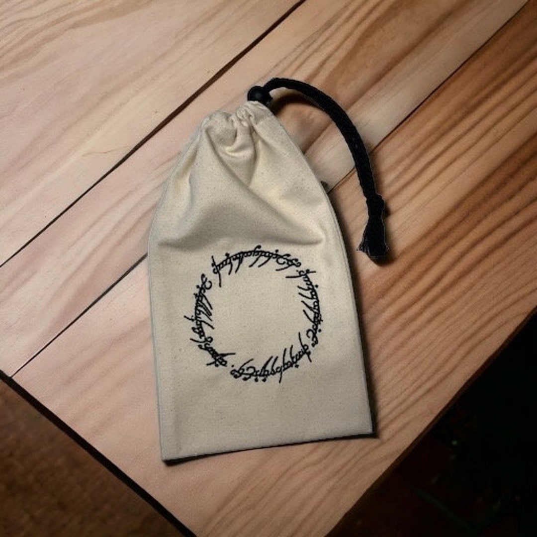 The One Ring Script LOTR Bone/cream/natural Seeded Dice Bag ...