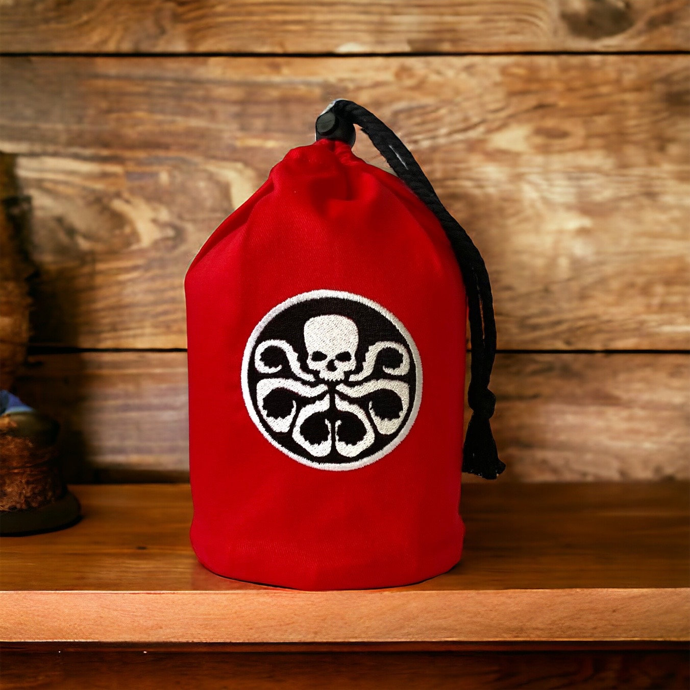 Hydra Red Large Standing Dice Bag - Embroidered Symbol