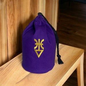 Harlequin Large Standing Purple Dice Bag - Embroidered Symbol