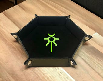 Space Terminators Army Black  Folding Hexagon Dice Tray - PU Leather and Soft Velvet