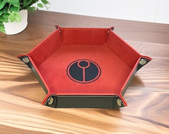 Bandeja hexagonal plegable para dados Fishmen Army color naranja - Piel sintética y terciopelo suave