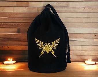 Imperial Eagle Large Standing Black Dice Bag - Embroidered Symbol