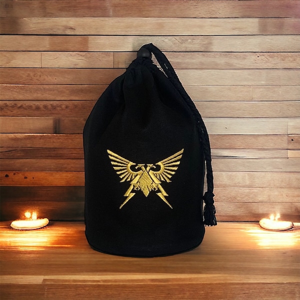 Imperial Eagle Large Standing Black Dice Bag - Embroidered Symbol