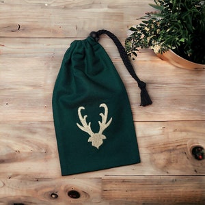 Borsa dadi verde scuro dell’esercito degli elfi della foresta, simbolo ricamato