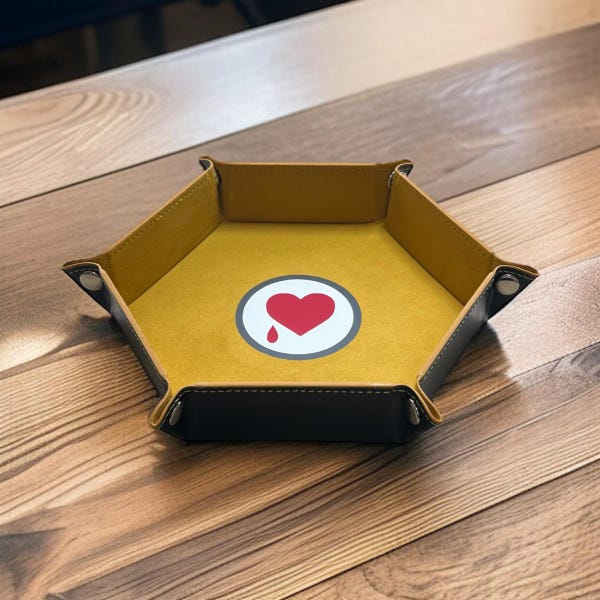Unlucky Marines Army Yellow Folding Hexagon Dice Tray - PU Leather and Soft Velvet