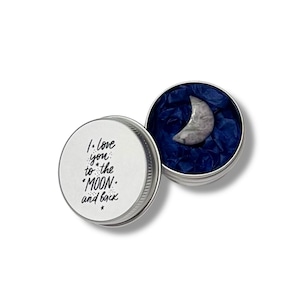 I Love You to the Moon and Back Gift: Keepsake Half Moon in Tin | Random Colour Sent