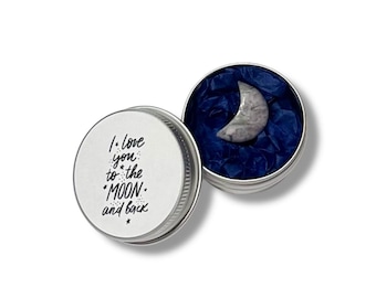 I Love You to the Moon and Back Gift: Keepsake Half Moon in Tin | Random Colour Sent