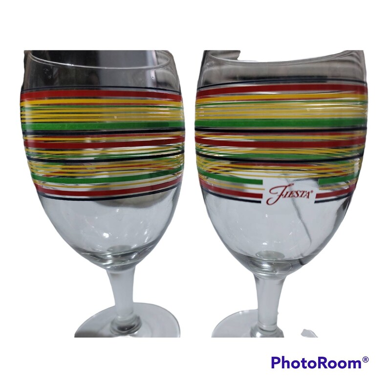 2 Libbey Fiesta Iced Tea Water Goblets 16 Oz Rainbow Stripes Etsy