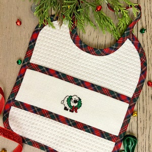 Babero de navidad, babero de goteo de navidad pequeño cordero, pequeño babero de navidad de oveja, niño pequeño de navidad, babero de pajar, babero de navidadbabybiboutfif