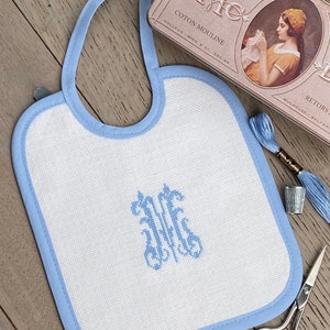 Monogram baby bib,Cotton bib,Monogrammed baby bib,Vintage dribble,Personalized babybib,Special occasion  bib,Elegant personalized dribble