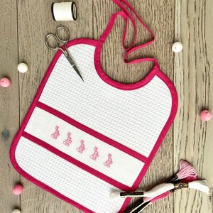 Baby bib,Cotton babybib,Baby rabbitbib,Embroidered bib,Handmadebaby bibBib for babygirl,Cross stitched bib,Little rabbit bib,tender baby bib