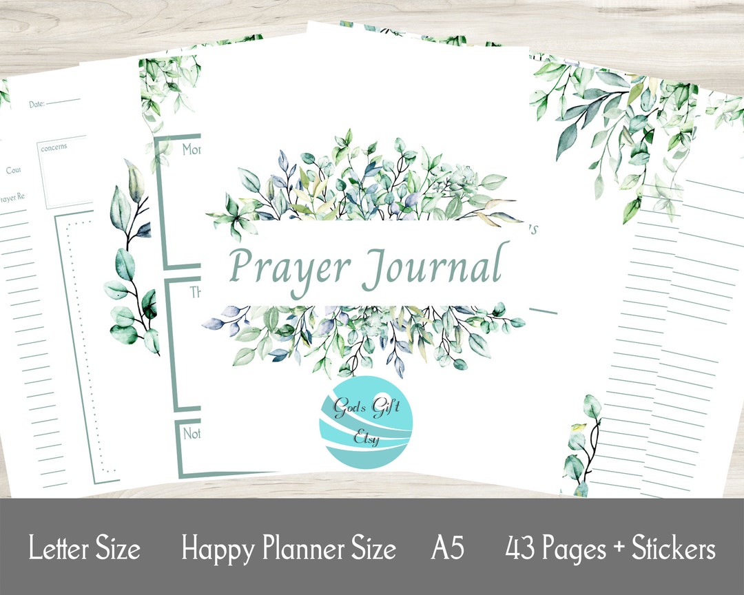 Printable Prayer Journal Faith Planner, Green Leaves, Bible Study ...