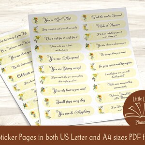Motivational Printable Planner Stickers, Floral Printable Life Planner Stickers, Print & Cut, Digital Printable Quote Sticker, Scrapbook