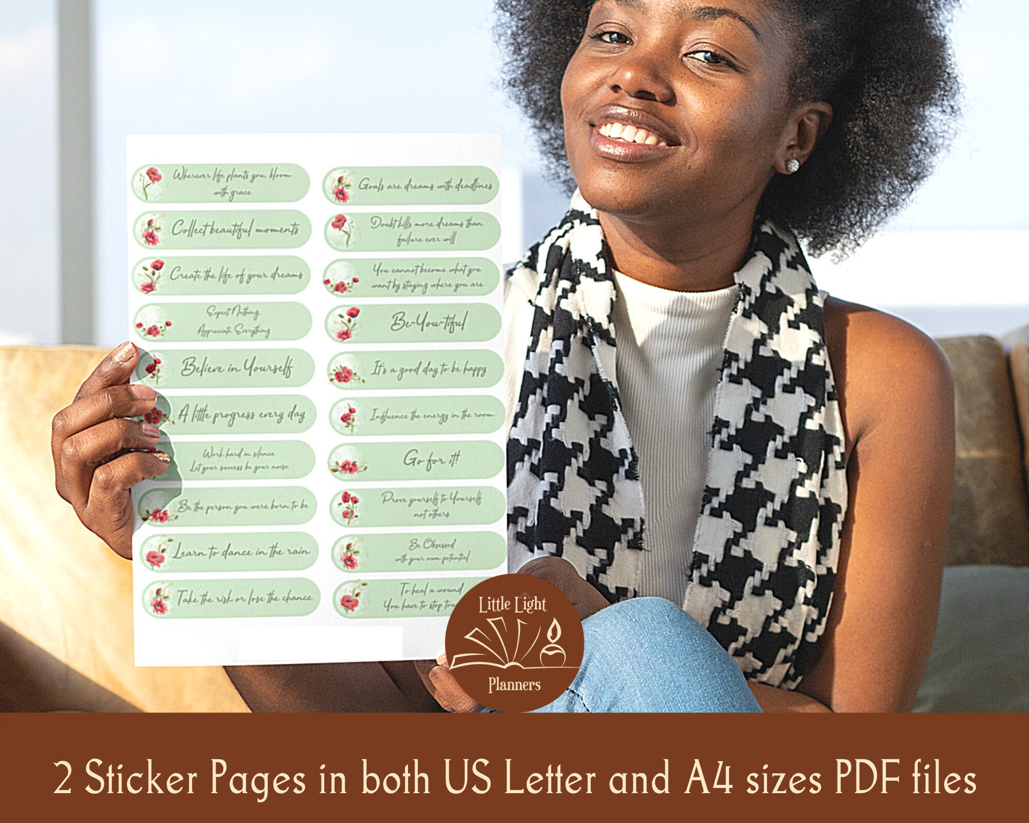 Motivational Printable Planner Stickers Floral Printable - Etsy
