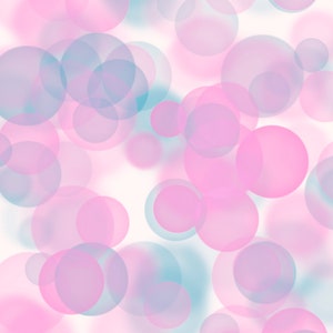 May include: Abstract background with overlapping circles in shades of pink and blue on a white background.