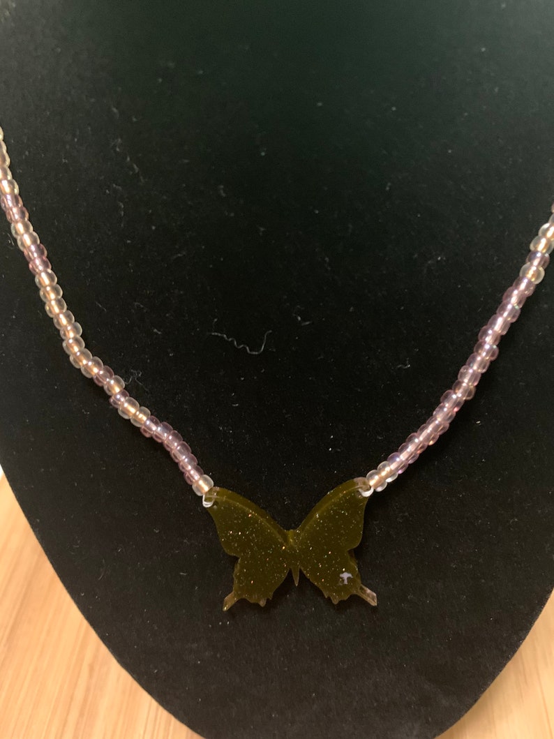 Brown Resin Butterfly Necklace