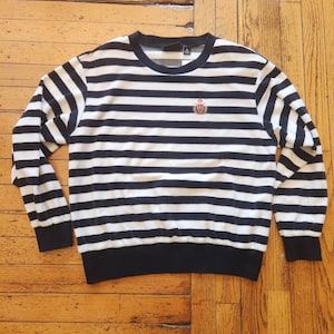 Jaclyn Sport Vintage 1990s Velour Long Sleeve Horizontal Striped Top Size Medium