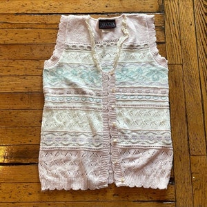 Tarazzia Knit Button Up Vest Pastel Size Small