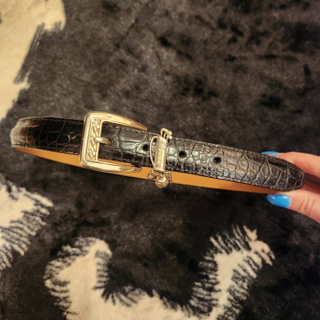 Vintage 90s Brighton Black Leather Golf Belt Etsy