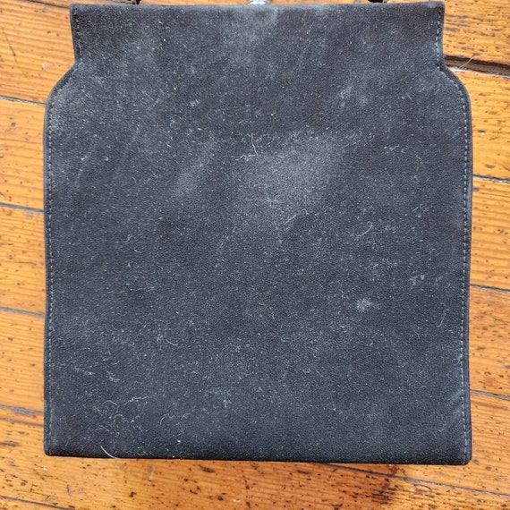 Vintage Black Velvet Rhinestone Clasp Handbag - image 3