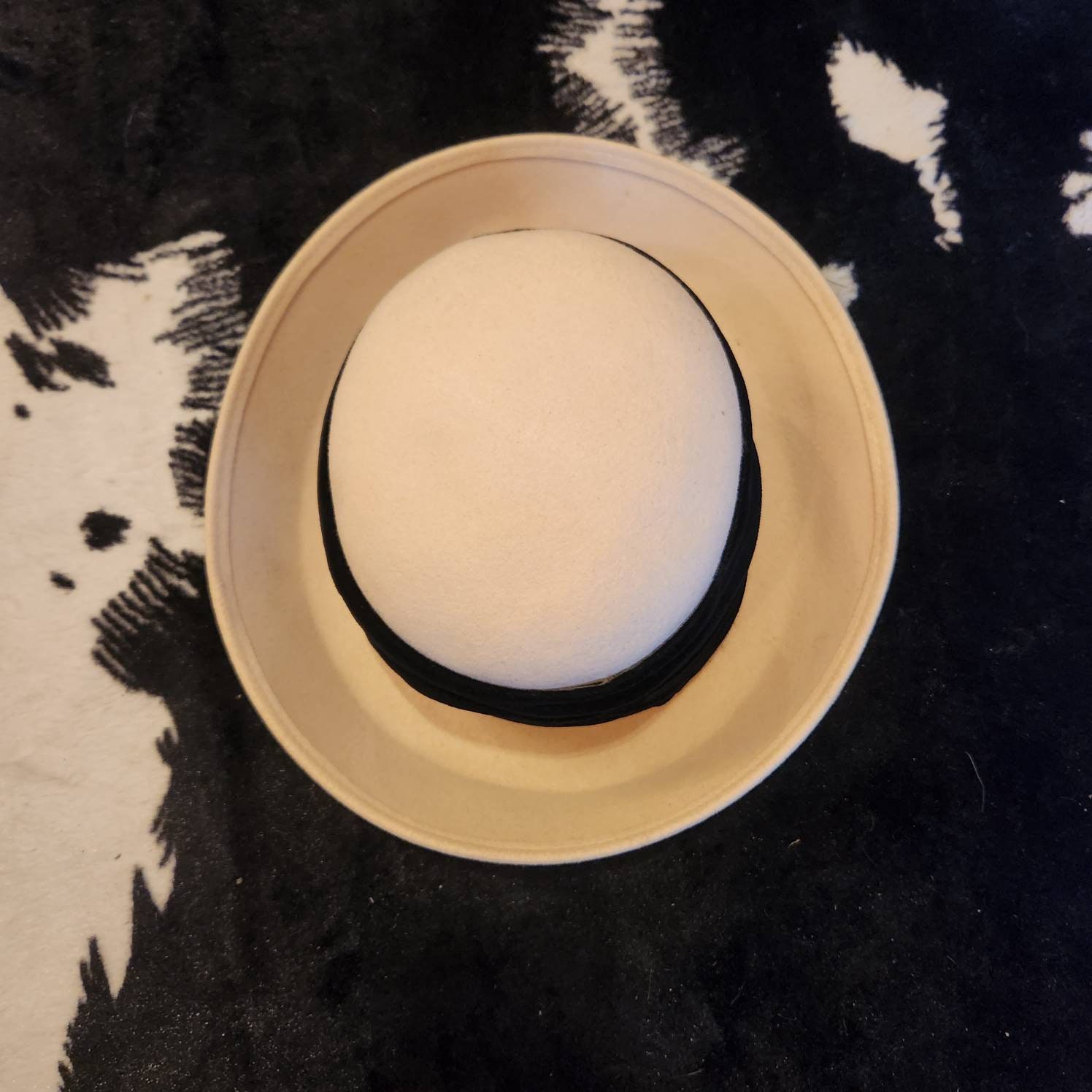 Importina Vintage Bollman 100% Wool Felt Bowler Hat Cream 