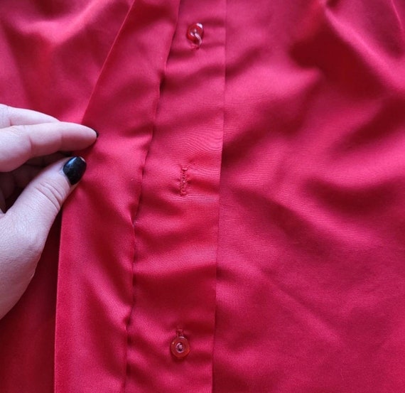 Joanna Vintage Polyester Button Down Red Size 8 - image 6