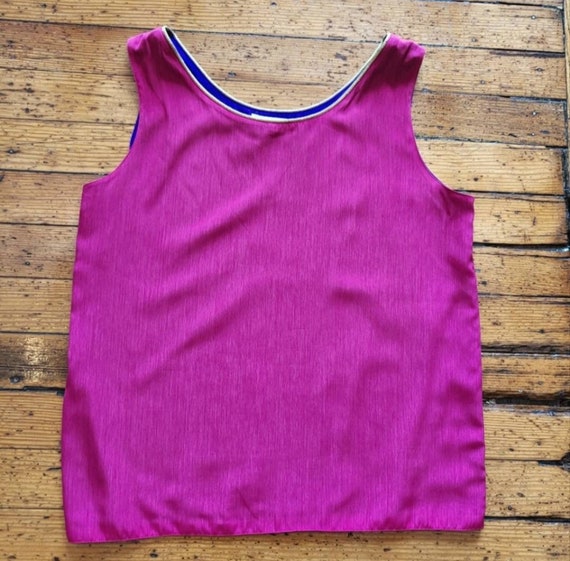 Pappagallo Vintage Tank Top Pink Purple & Gold Si… - image 1