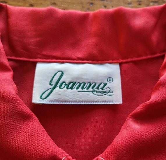 Joanna Vintage Polyester Button Down Red Size 8 - image 3
