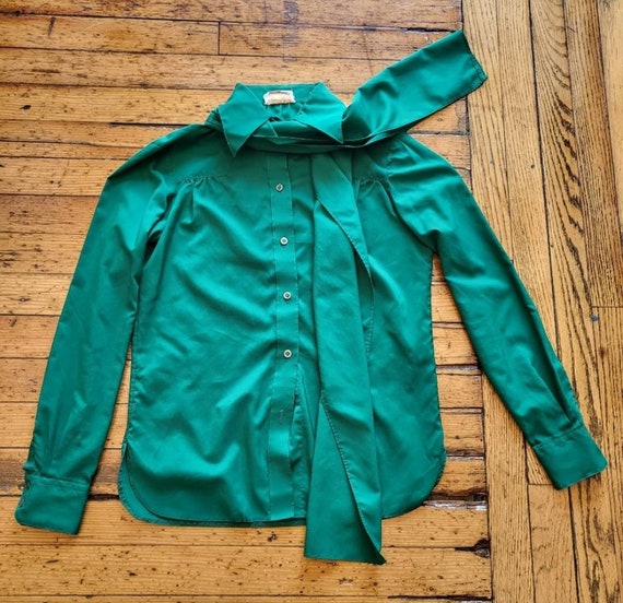 Amanda Button Down Collared Blouse Green - image 1