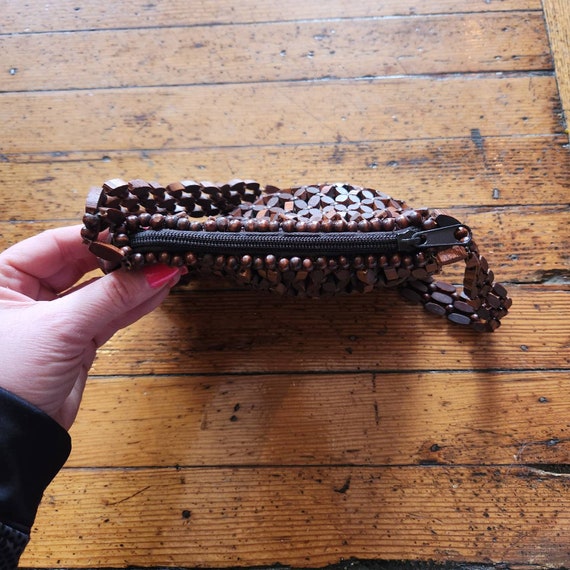 Vintage Wood Beaded Shoulder Bag - image 5