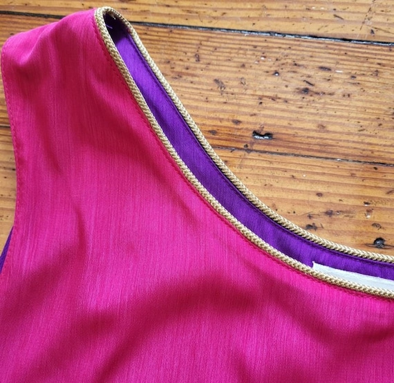 Pappagallo Vintage Tank Top Pink Purple & Gold Si… - image 3