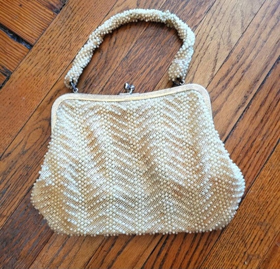 Vintage Beaded Pearl Clasp Closure Handbag - image 1