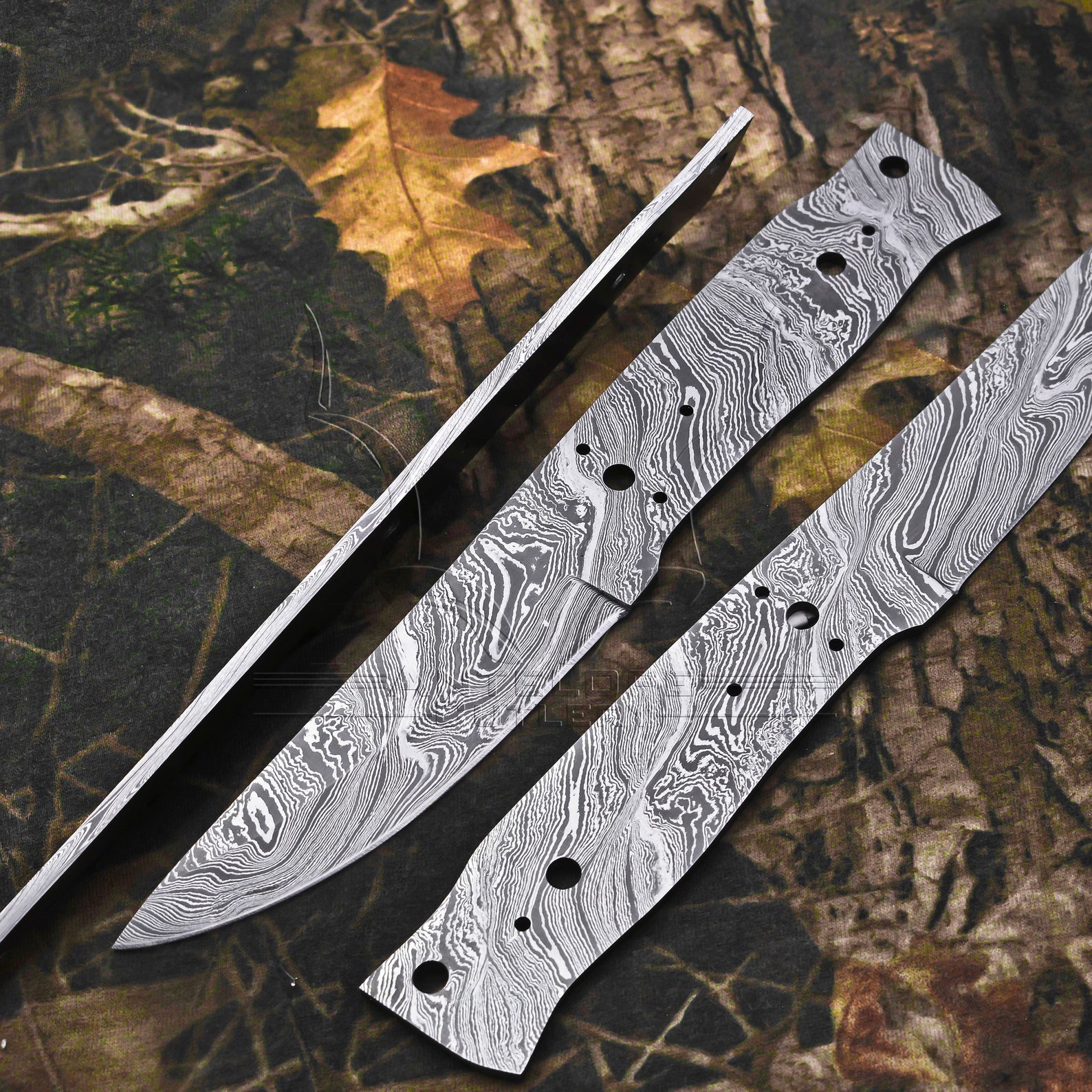 Damascus Blank Blade Full Tang Bushcraft Blank blade Etsy