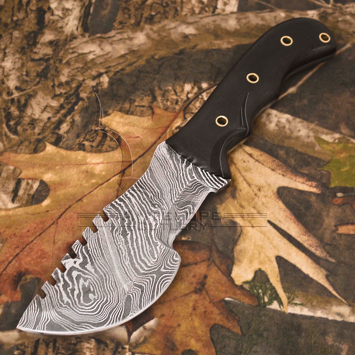 Hand Damascus Tracker knife with Horizontal sheath Etsy