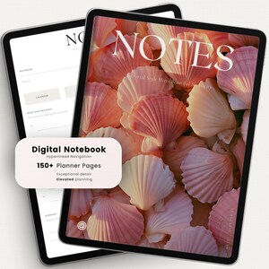 Digital anteckningsbok för iPad | Hyperlänkad anteckningsbok | GoodNotes Notability Noteshelf | Lyxig redaktionell planerare | Blush Shells
