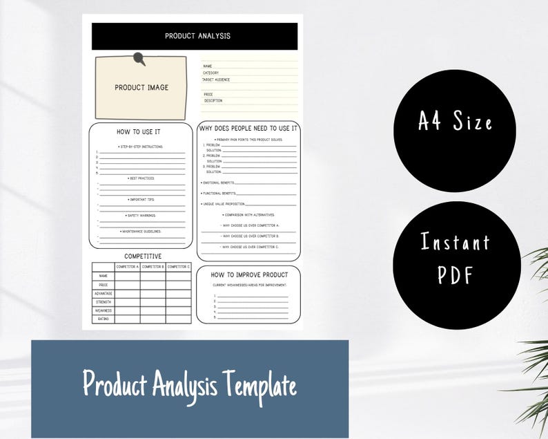 Product Analysis Template - A4 Size Printable - Etsy