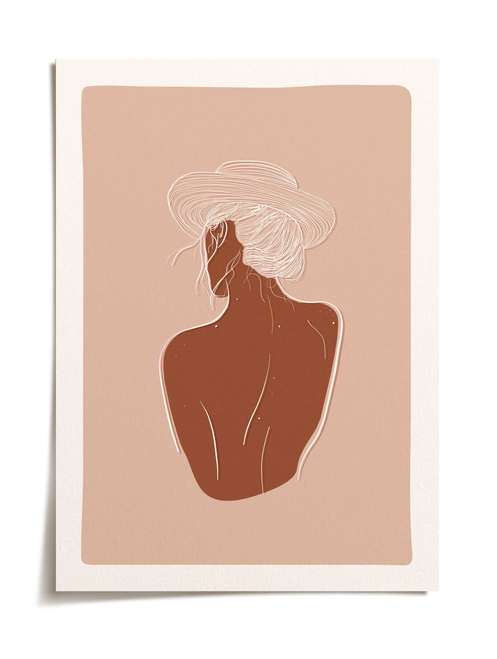 La Bronzée - Affiche/Poster de Femme à Chapeau