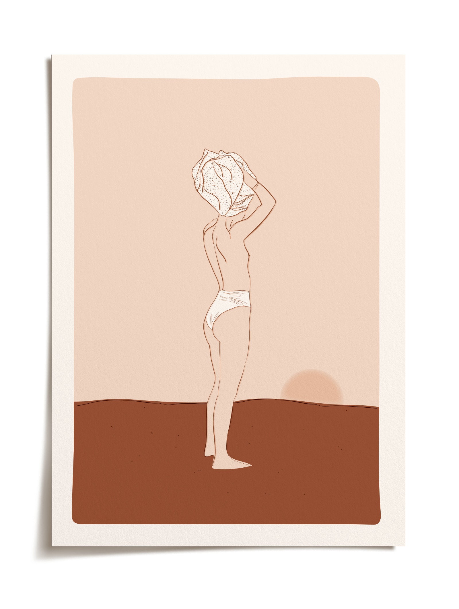 La Nageuse - Affiche/Poster de Femme sur La Plage