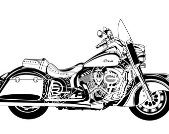 Indian Spring Field Motorcycle, Digital Files SVG laser file, png, pdf