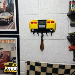 Bumblebee Car Key Holder Wall Mount | Transformers Movie Inspired Key Hanger | Camaro Style Wall Decor | Man Cave Garage Gift