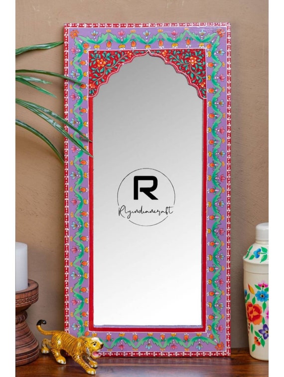 Handpainted Wood Mirror Frame Wall Hanging Mirror Frame Unique Etsy
