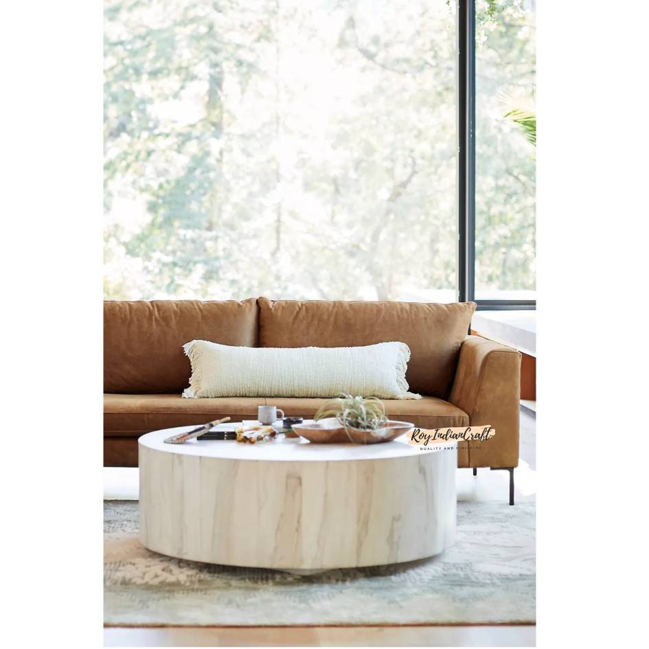 Drum Coffee Table Round Coffee Table Wooden Coffee Table Mango Etsy