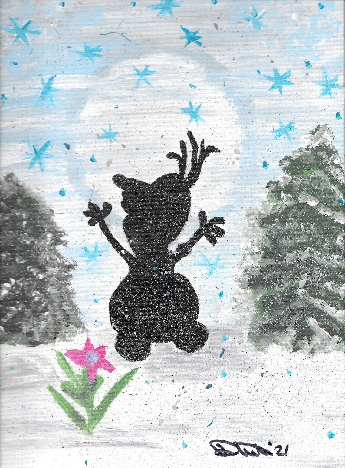 silhouette character print olaf matte print satin luster etsy