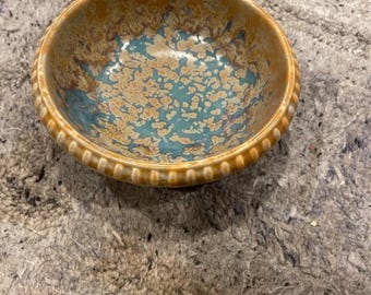 Beautiful Antique Villeroy & Boch 1930s Art Deco Trinket Bowl Mottled Pattern