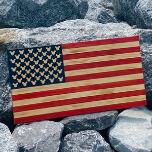 Mickey Inspired American Flag, Mickey American Wooden Flag, Mickey Mouse Flag. Mickey Flag, Mickey Wooden Flag, Disney Wooden Flag