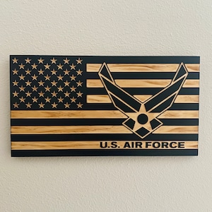 Wooden United States Air Force American Flag